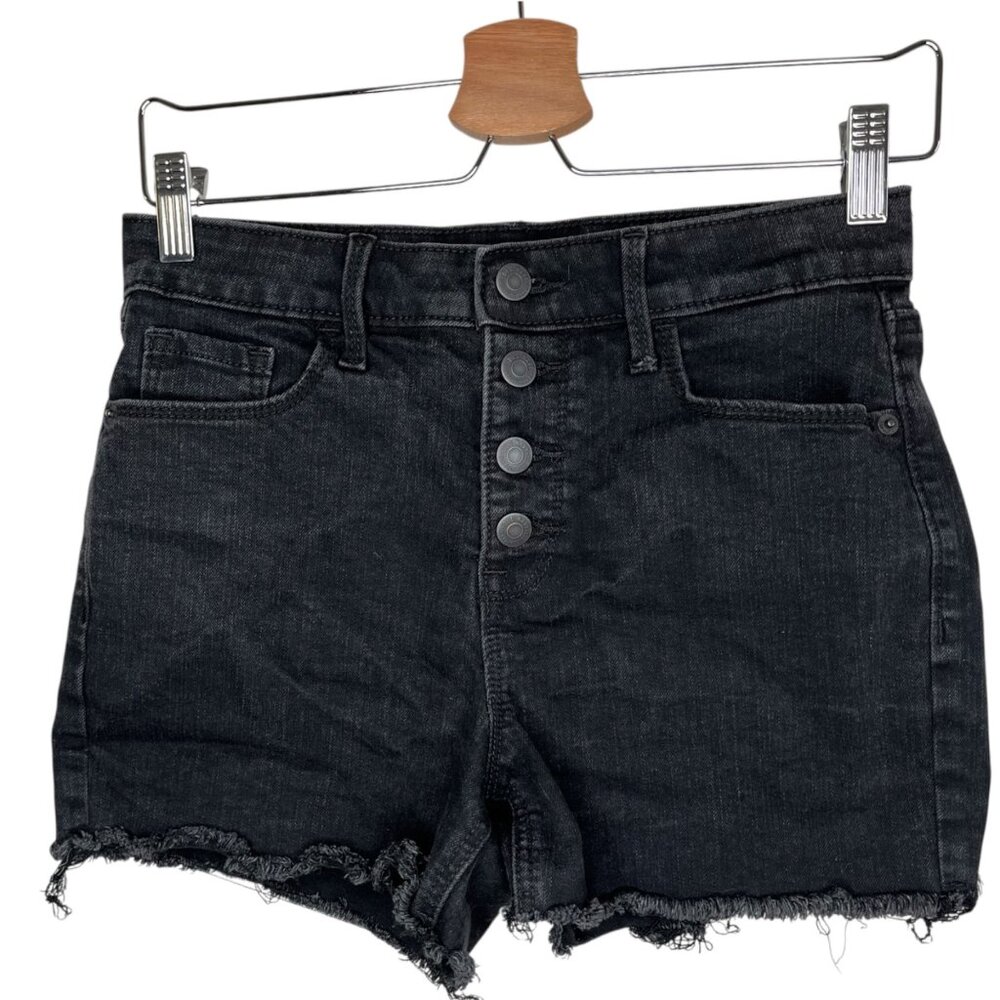 Old Navy Womens High-Rise Black Denim Button Fly Jean Shorts 4